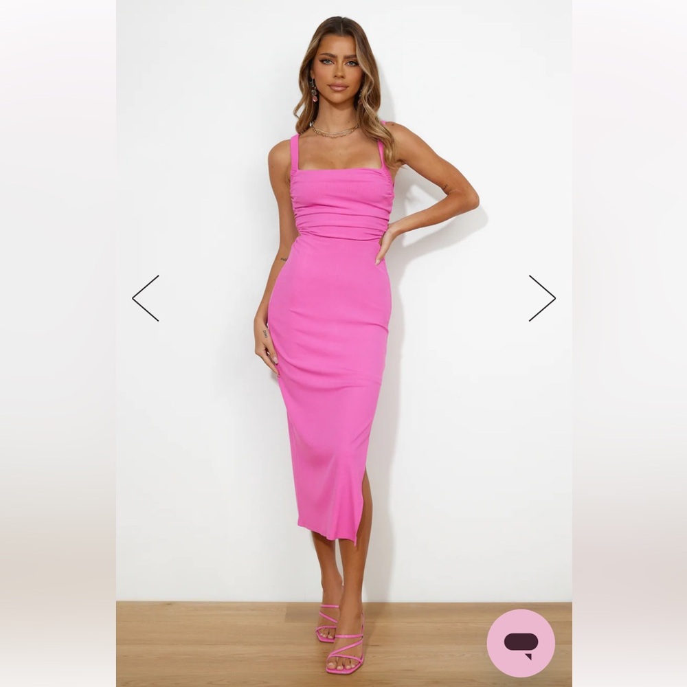 HELLO MOLLY RADIO WAVES MAXI DRESS HOT PINK
